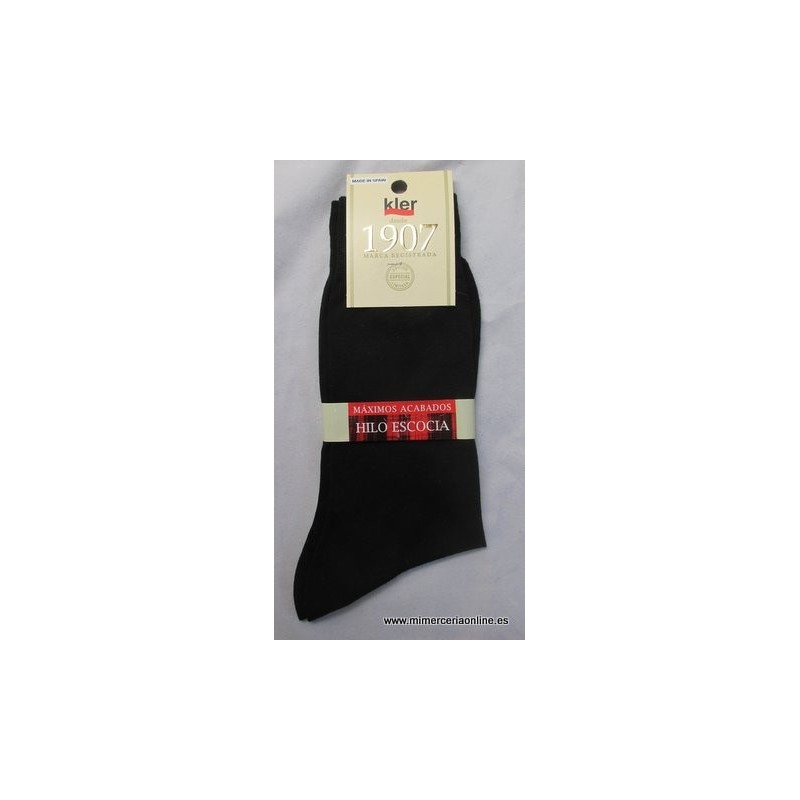 Calcetines altos para hombre de algodón mercerizado negro de hilo de Escocia