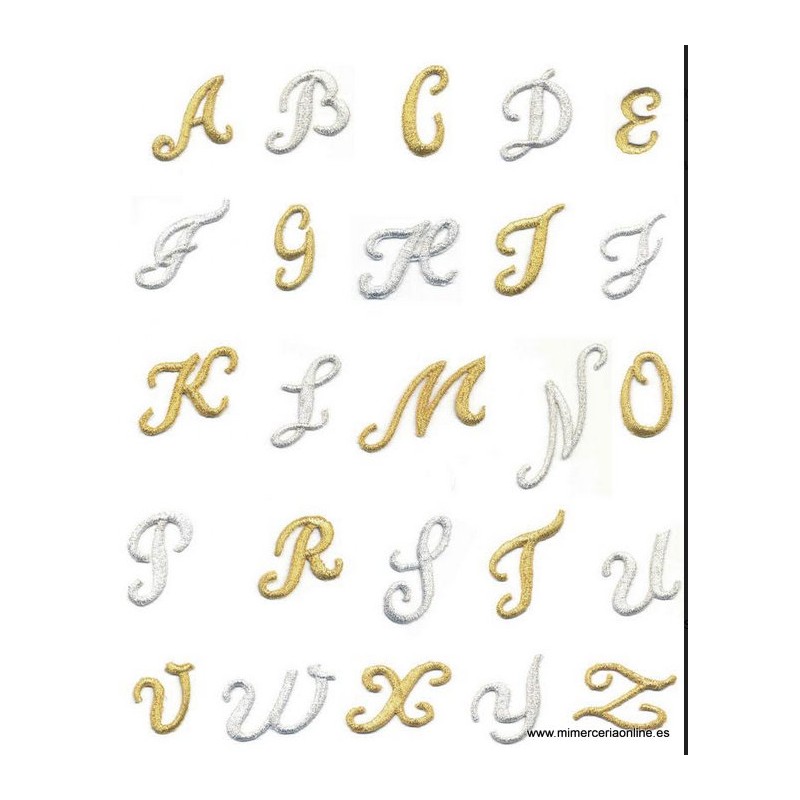 letras termoadhesvias plateadas bordadas