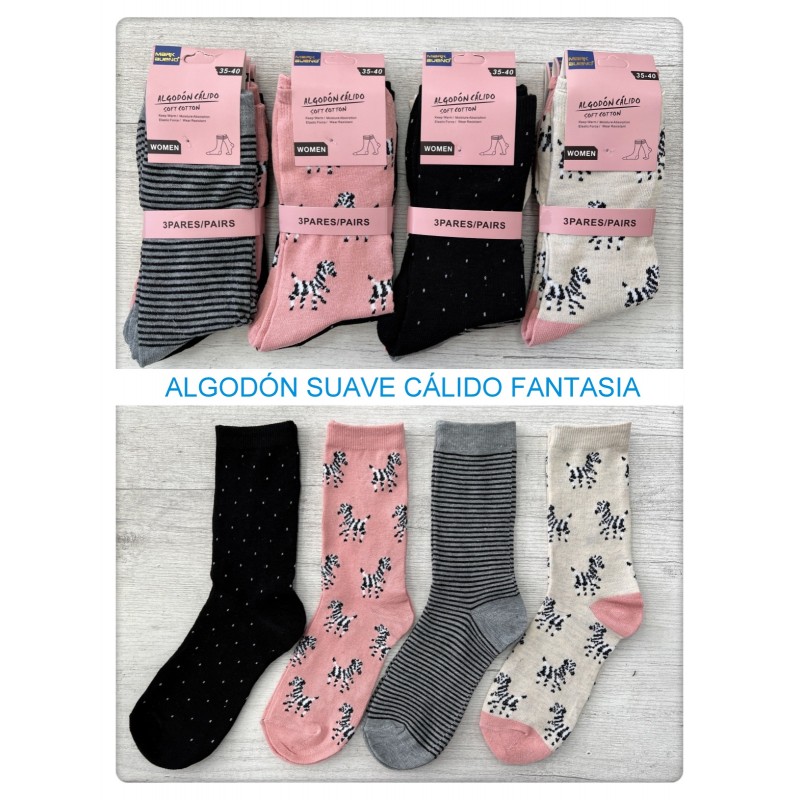 Pack 3 calcetines invisibles algodón lunares, Calcetines de mujer