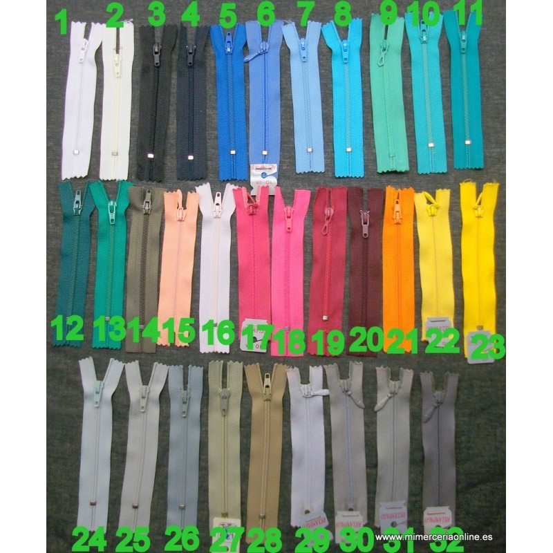 Cremallera pantalón metálica 12 cm, varios colores disponibles